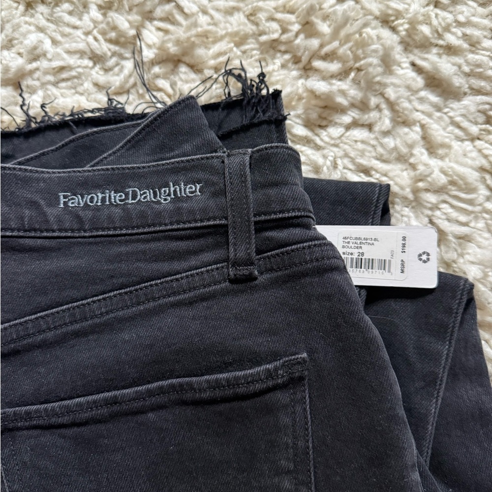 Favorite Daughter Women's Black Valentina High Rise Shortie Cropped Jeans